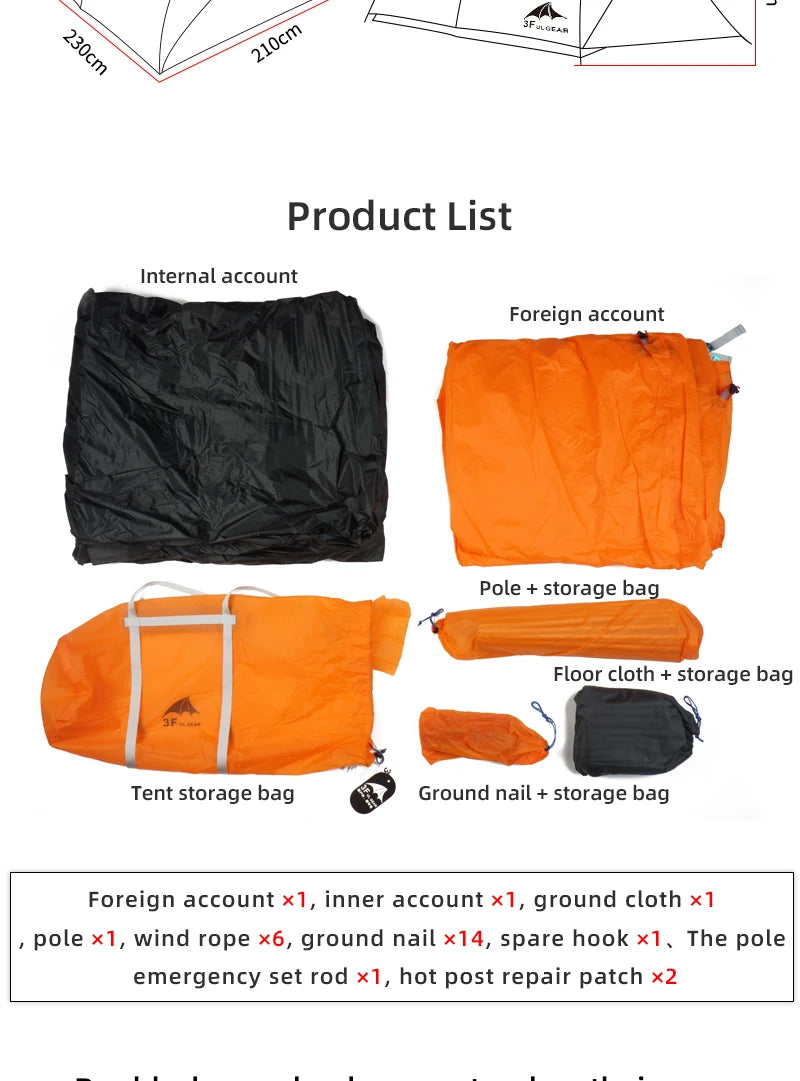 3F UL GEAR Qingkong 4 Person 4 Season 15D Camping Tent Outdoor Ultralight Hiking Backpacking Hunting Waterproof Tents