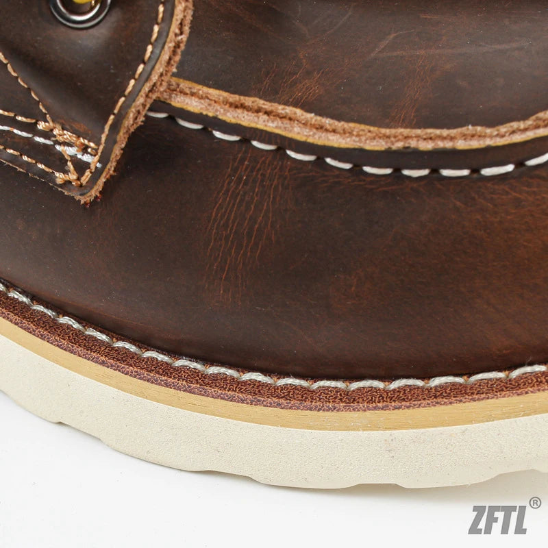 ZFTL Men's Ankle Boots American retro tooling boots Casual Crazy Horse Leather Men's Boots Vintage Man Lace up Boots 2025