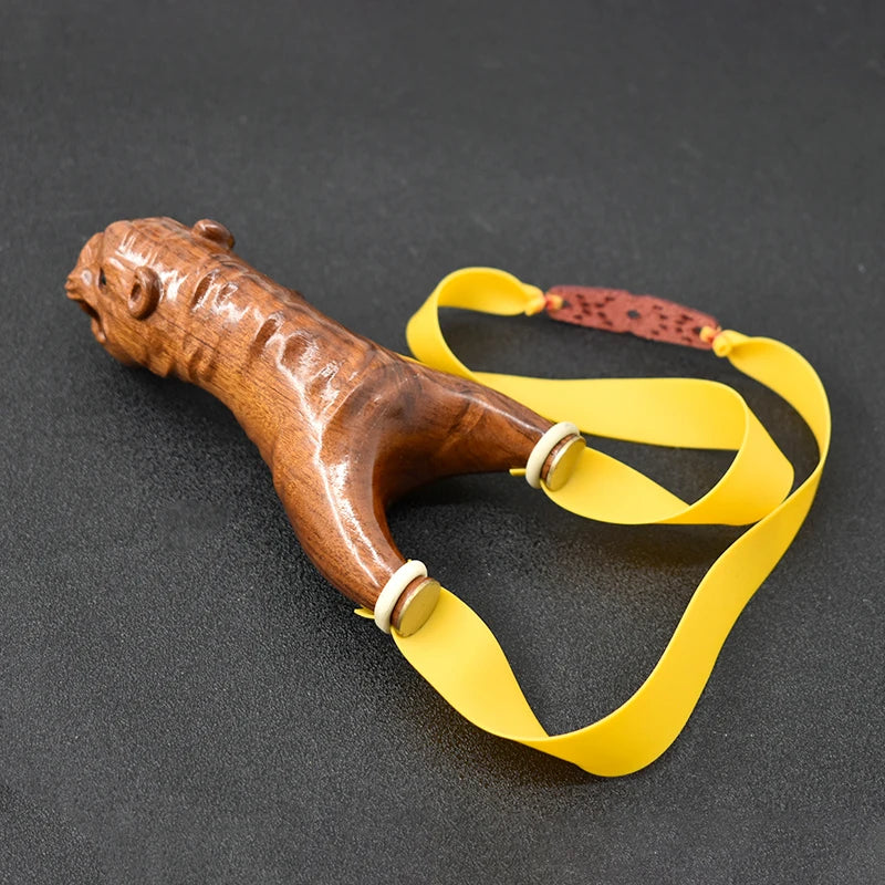 Piaoyu Solid Wood Slingshot Outdoor Catapult Toys Three-Dimensional Carving Wooden Flat Rubber Band Slingshot Shooting