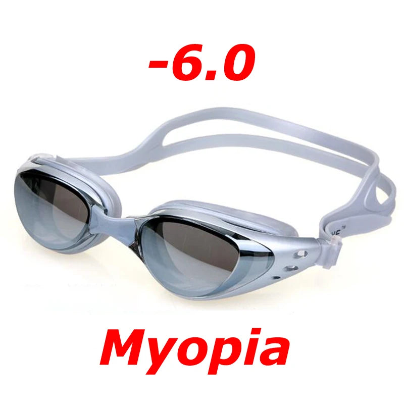 Plating Myopia Swim Goggles Professional Waterproof Anti Fog UV Shield Eyewear Swimming Pool Water Sports Glasses for Men Women