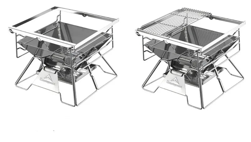 Stainless Steel Grill 4-7 People Thickened Campingmoon X-Two Outdoor Household Portable Folding Charcoal Grill