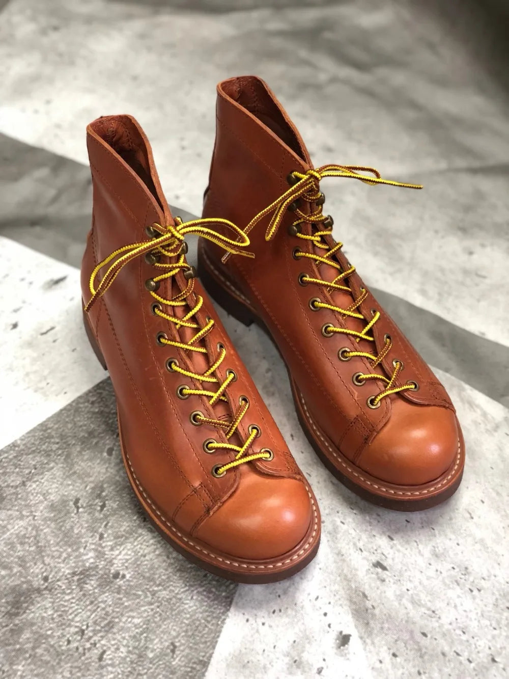 YQ2996 Rock Can Roll Size 35-49 Super Quality Genuine Italian Cow Leather Handmade Durable Goodyear Welted American Work Boots