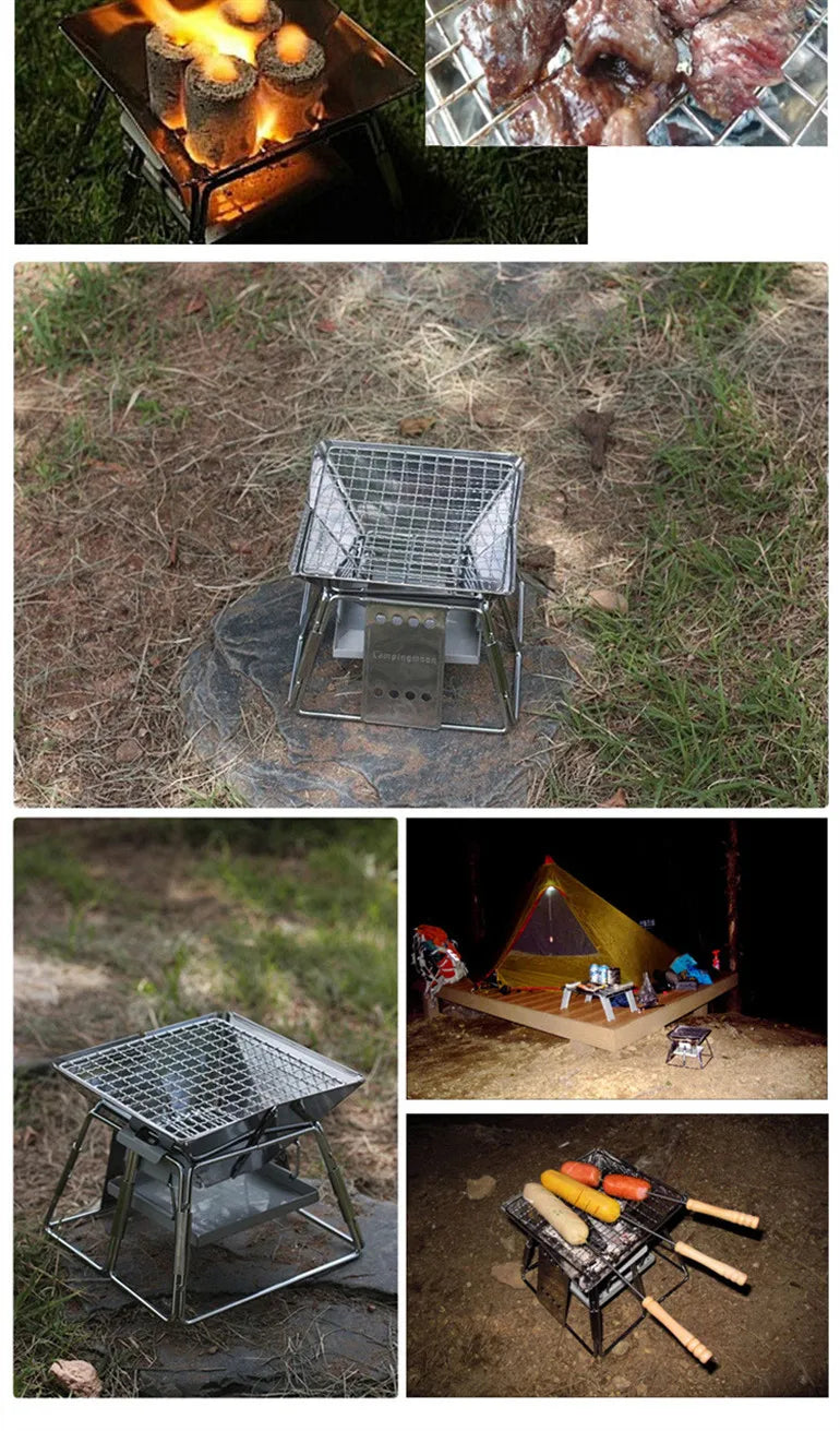 Steel Barbecue Rack Campingmoon X-Mini Couple Family Barbecue Grill 1-2 People  Barbecue Wood Carbon Small Stove