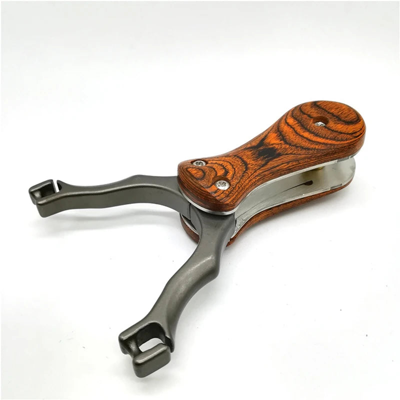 Traditional Stainless Steel Folding Slingshot Small and Portable Technology Wood Patch Slingshot Professional Outdoor Shooting