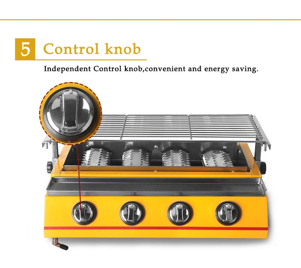 Smokeless LPG Grill 4 Burners Gas BBQ Stove Barbecue Tools For Outdoors Ceramic Burners With Stainless Steel or Glass Covers