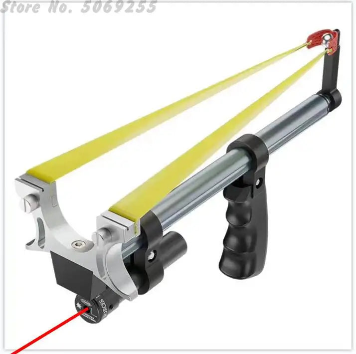 New Laser Aiming Slingshot Powerful Outdoor Hunting Competition Catapult  Use Flat Rubber Band Long Pole Telescopic Slingshot