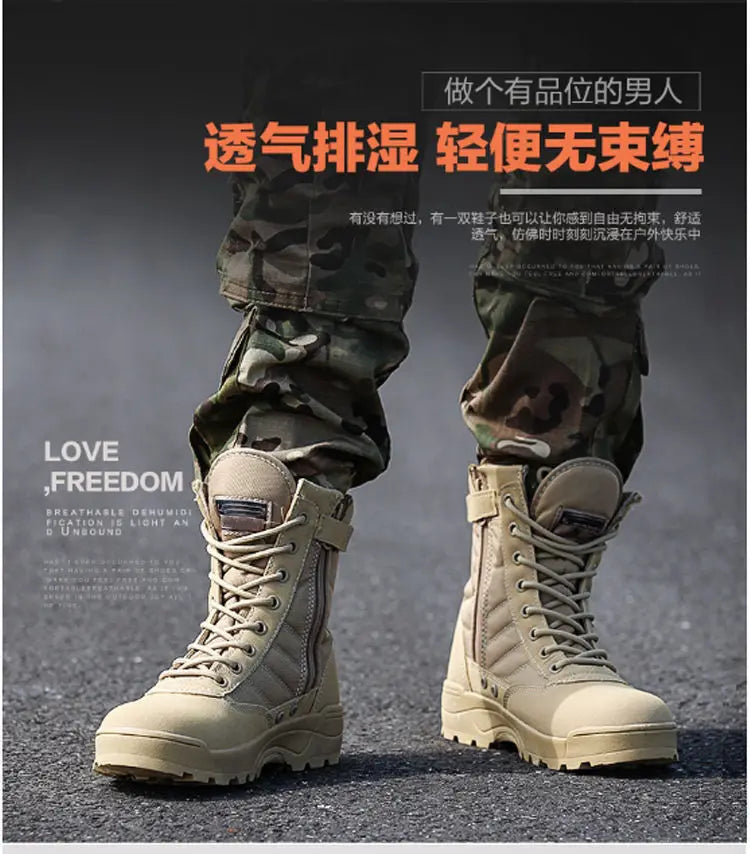 2024 Genuine summer tactical army fans high help desert combat boots tactics SWAT outdoor men's climbing shoes