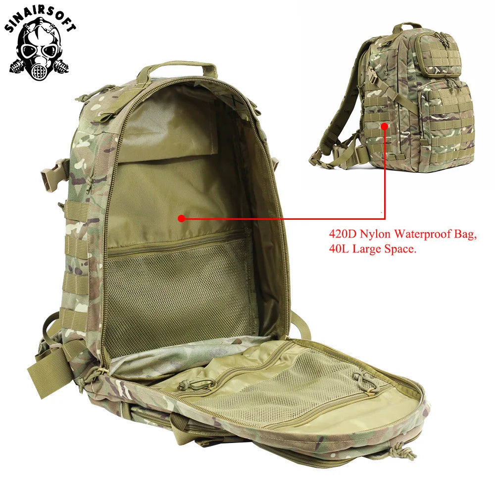SINAIRSOFT Tactical 55L Outdoor Molle Waterproof Backpack Mountaineering Hunting Bags Trekking Hiking Fishing Bag