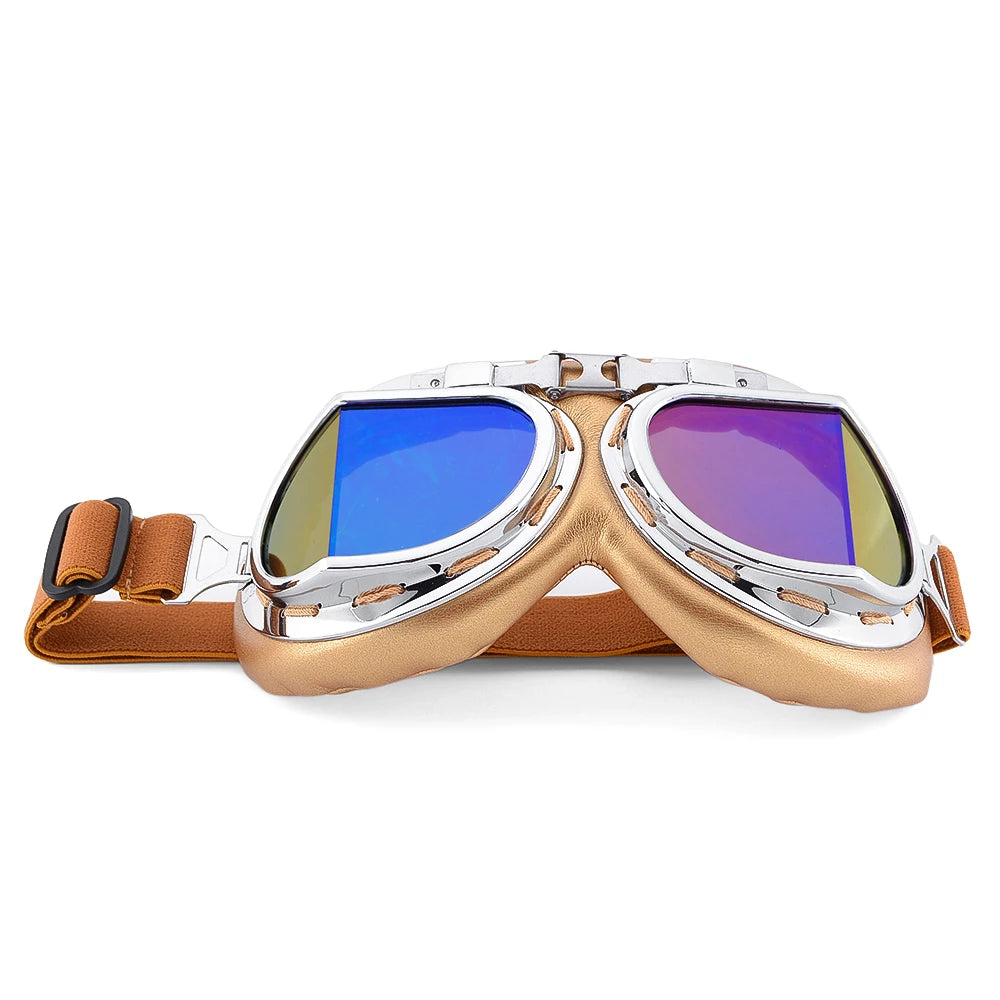 Vintage Motocross Goggles Pilot Cruiser flying Goggles leather Motorcycle Glasses atv Retro Helmet For Cycling Pit bike Eyewear