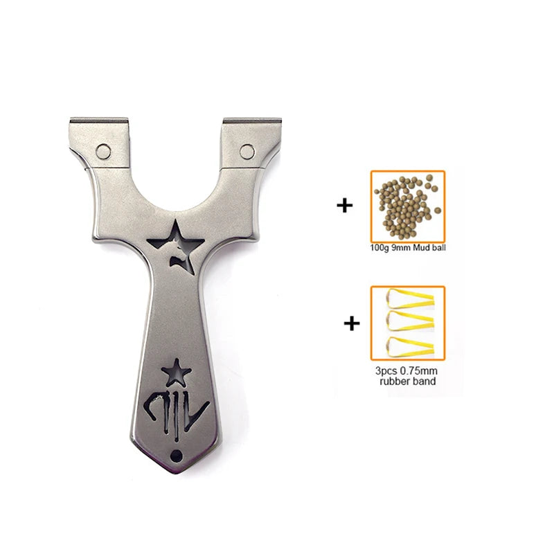 304 Stainless Steel Horse Head Slingshot Set with Rubber Band Line Cutting Integrated Straight Slingshot for Outdoor Shooting
