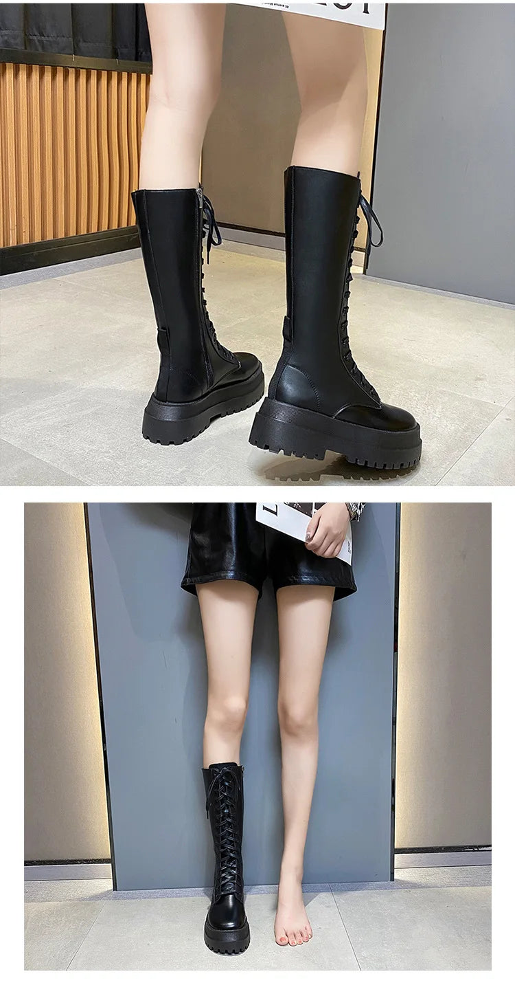 Sexy High Boots Knee-high Pu Boots High Heels For Women Fashion Shoes 2020 Spring Autumn Booties Female Plus Size2021