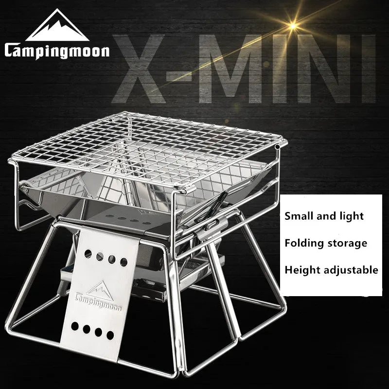 Steel Barbecue Rack Campingmoon X-Mini Couple Family Barbecue Grill 1-2 People  Barbecue Wood Carbon Small Stove