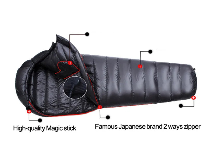 Black Snow Cold Weather Upgraded High-grade White Goose Down Camping Sleeping Bags with Water Repellent Treatment Warm Insulated