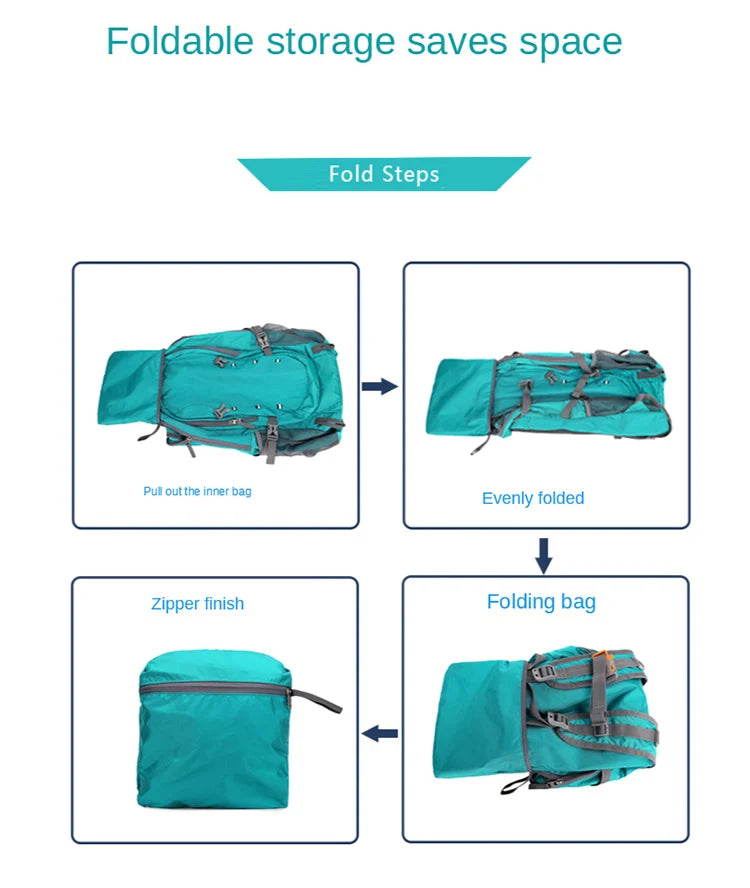 QUESHARK 40L Ultralight Waterproof Soft Foldable Camping Shoulder Backpack Climbing Travel Mountaineering Hiking Cycling Bag