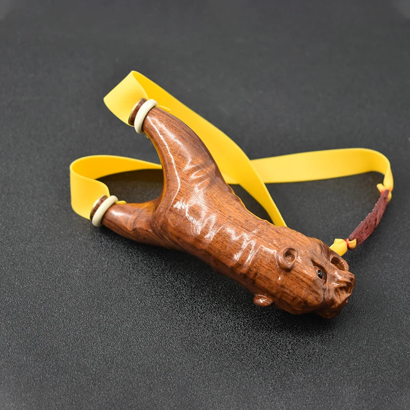 Piaoyu Solid Wood Slingshot Outdoor Catapult Toys Three-Dimensional Carving Wooden Flat Rubber Band Slingshot Shooting