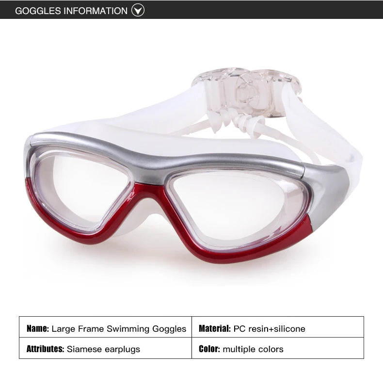 Adult Optical HD Swimming Goggles Anti-fog UV Protection Waterproof Silicone -2 To -9 Myopia Swim Eyewear Glasses with Earplug