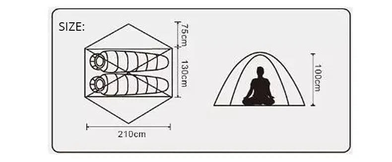 BLACKDEER 2 Person Ultralight Tent 20D Nylon Silicone Coated Fabric Waterproof Tourist Backpacking Outdoor Camping 1.47 Kg