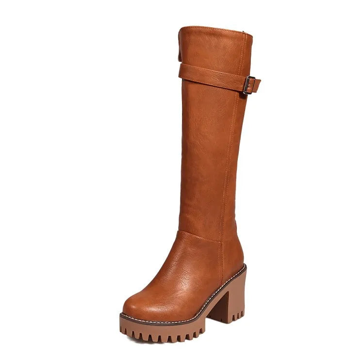 Winter Women Shoes Long Boots Sexy Woman Motorcycle Booties Custom Platform High Heels Knee High Boots Women Botas WSH3471