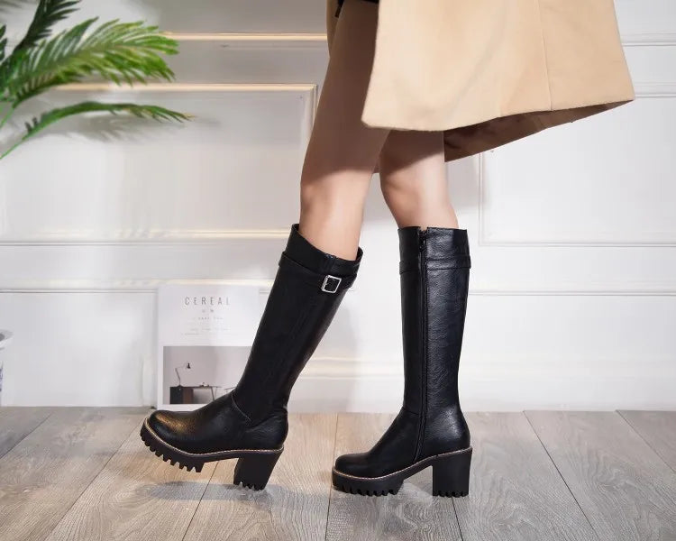 Winter Women Shoes Long Boots Sexy Woman Motorcycle Booties Custom Platform High Heels Knee High Boots Women Botas WSH3471