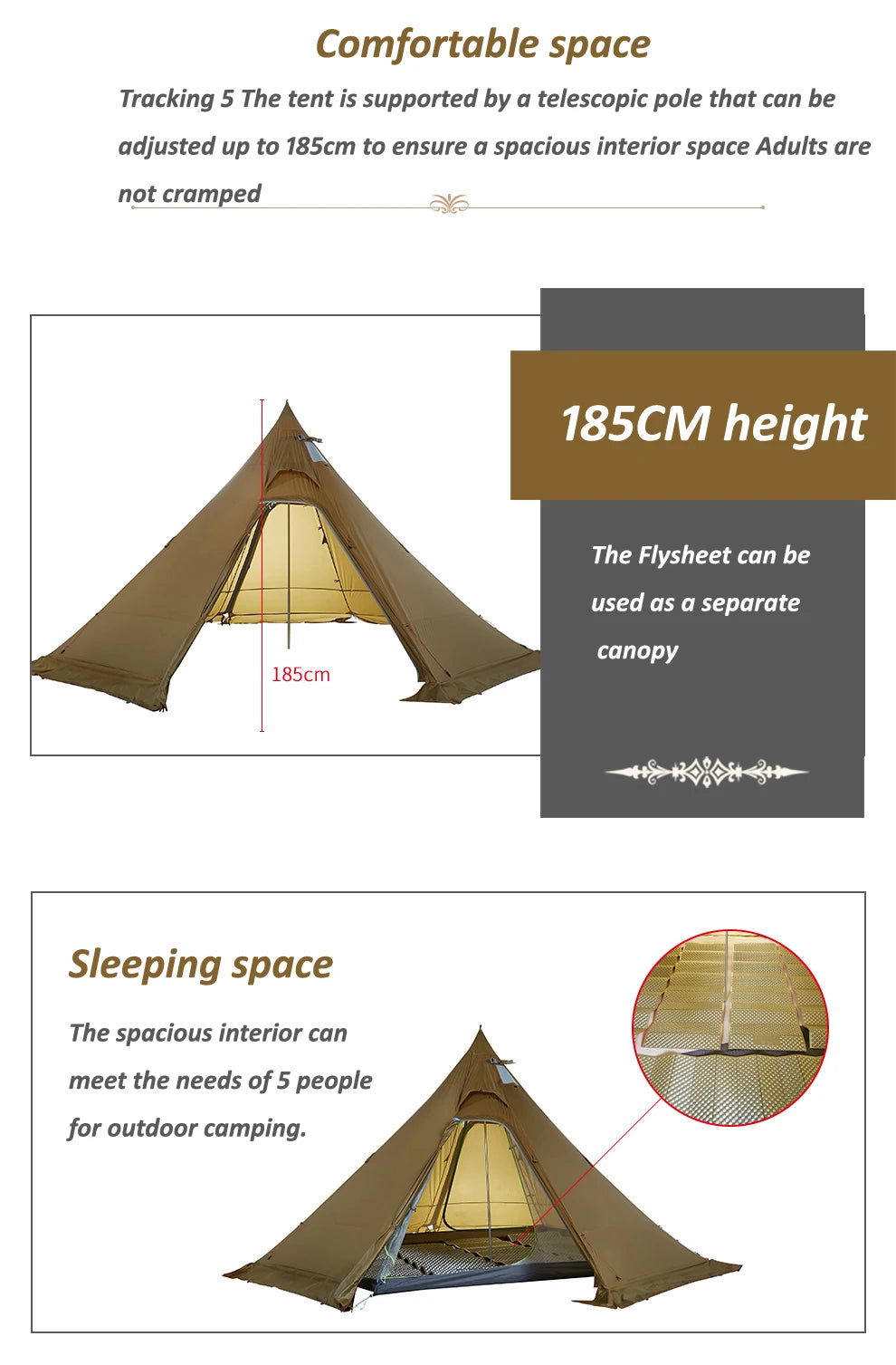 ASTA GEAR Track 5 Pyramid tent bushcraf lightweight 4-5 people outdoor hiking camping with snow skirt rainproof windproof tent
