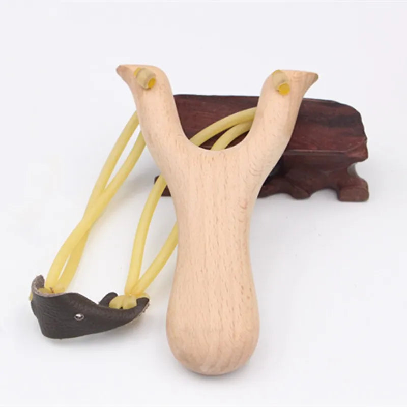 Natural Wooden Slingshot With Rubber Band Outdoor Hunting Sports Games Catapult Kids Toys