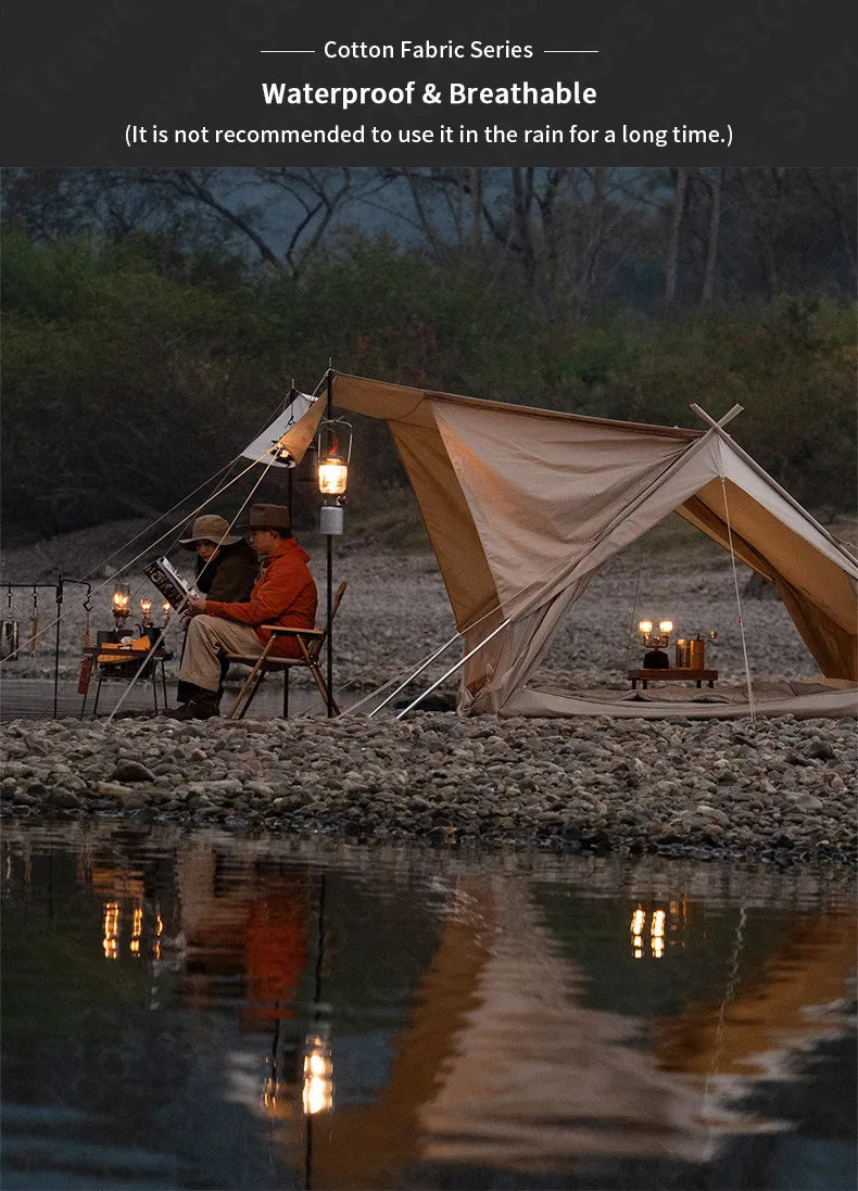 Naturehike Cotton A-Frame Ridge Tent Extended 4.8 3-season Camping Tent with Awning 2 Persons Family Outdoor Travel Waterproof