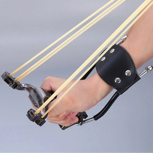 Powerful Hunting Slingshot With Rubber Band Tubing PU Leather Catapult Professional Tactical Plastic Pocket Sling Shot Ball