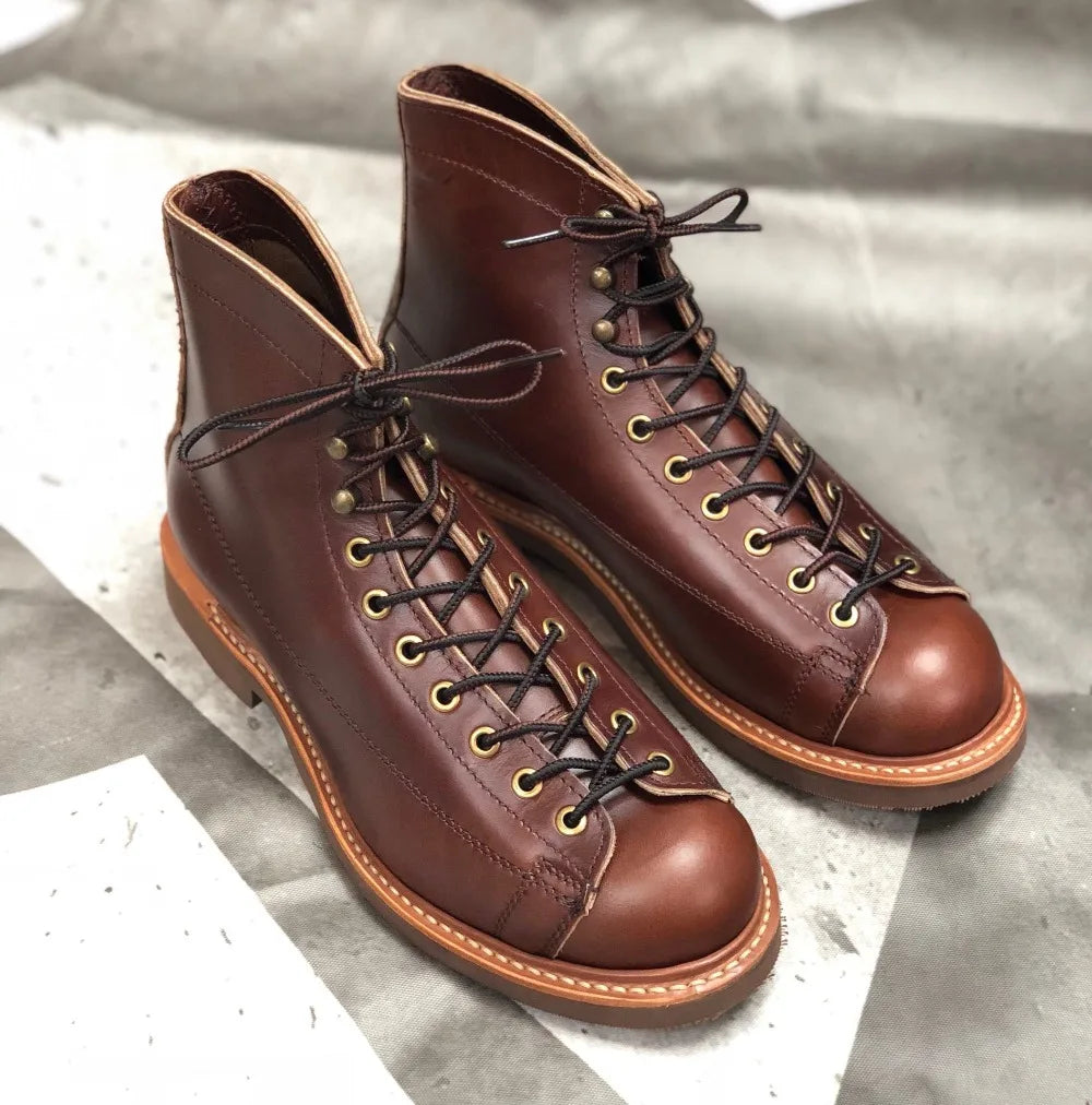 YQ2996 Rock Can Roll Size 35-49 Super Quality Genuine Italian Cow Leather Handmade Durable Goodyear Welted American Work Boots