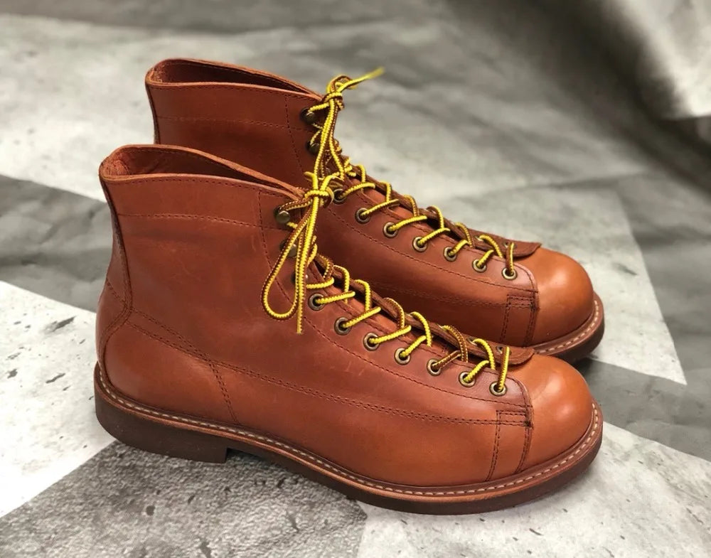YQ2996 Rock Can Roll Size 35-49 Super Quality Genuine Italian Cow Leather Handmade Durable Goodyear Welted American Work Boots
