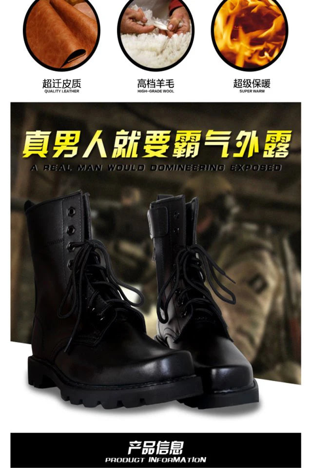 Steel Toe Men Boots Leather Safety Shoes for Men Spring Fashion Lace Up Black Ankle Platform Motorcycle Boots