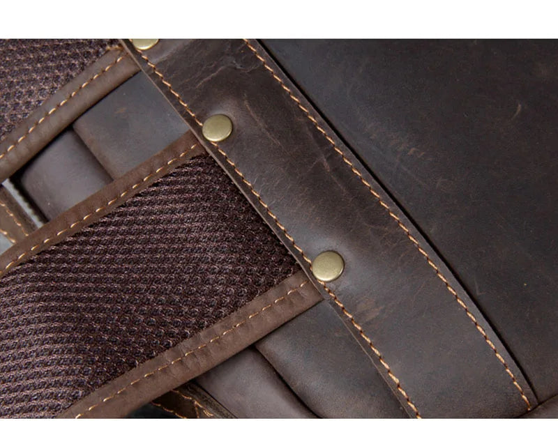 Vintage Crazy Horse Genuine Leather Backpack Men Backpack Laptop Leather Daily Bagpack Male Rucksack Trave Hiking Knapsack Large