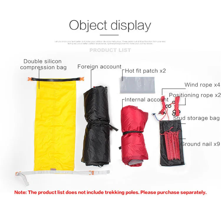 FLAME'S CREED Lanshan 1 Person Oudoor Ultralight Camping Tent Single Man 3 Season Professional 15D Silnylon Rodless Tent