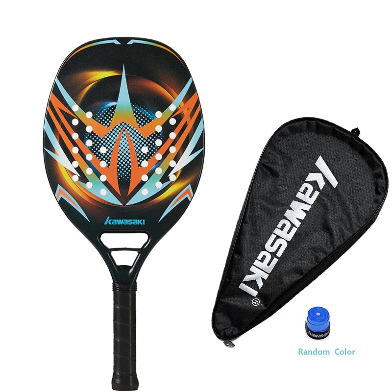 Kawasaki 2022 Padel Tennis Carbon Fiber Soft EVA Face Tennis Paddle Racquet with Padle Bag Cover Beach Tennis Paddle Racket