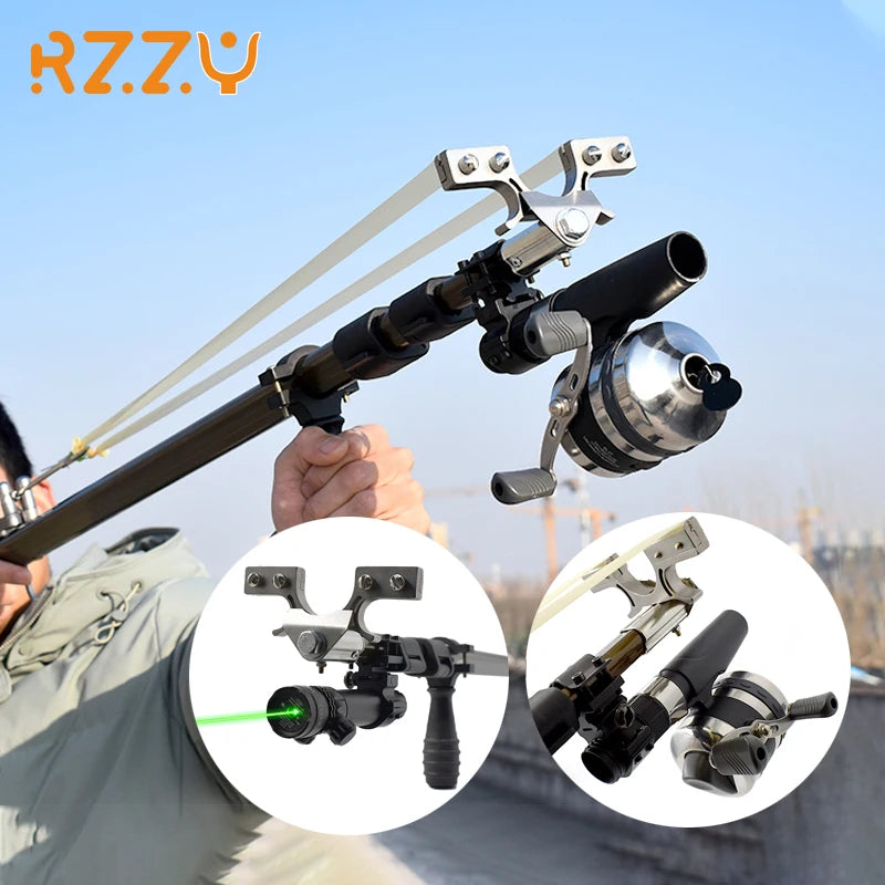 Slingshot Set Slingshot Precision Green Laser Telescopic High Power Catapult Use Reels for Outdoor Hunting Shooting New