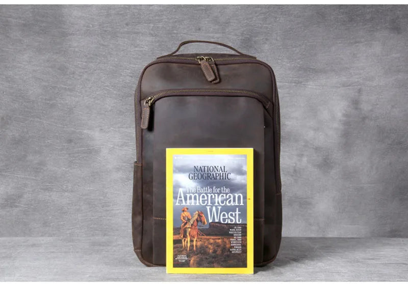 Vintage Crazy Horse Genuine Leather Backpack Men Backpack Laptop Leather Daily Bagpack Male Rucksack Trave Hiking Knapsack Large