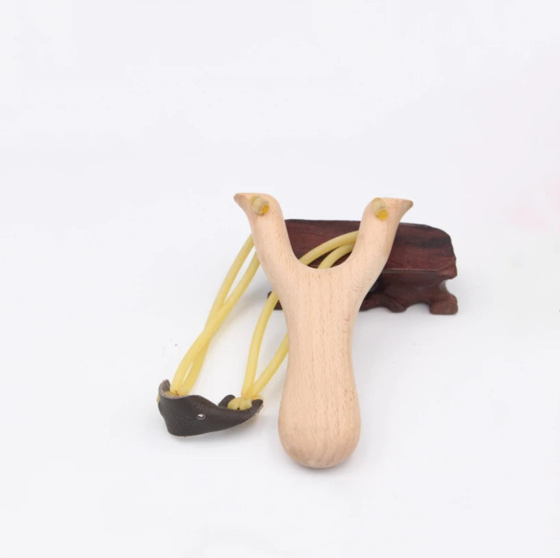Natural Wooden Slingshot With Rubber Band Outdoor Hunting Sports Games Catapult Kids Toys