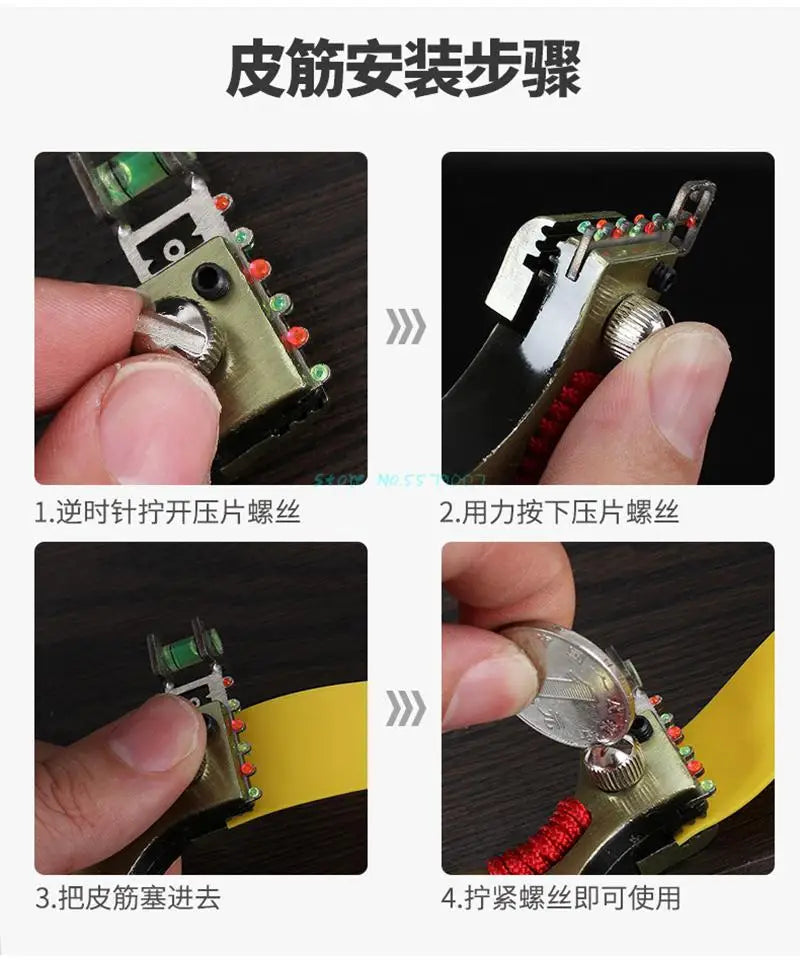 Alloy Slingshot Laser Red Line Flat Leather Hunting Slingshot Professional Shooting Aiming Catapult with Rubber Band Outdoor