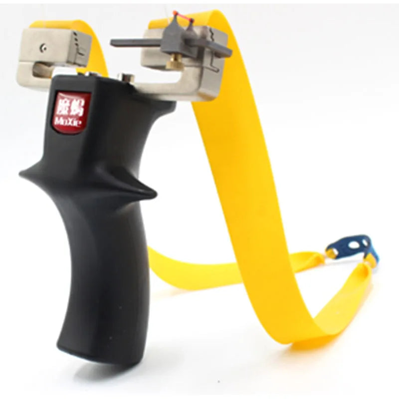 Slingshot Hunting Powerful Stainless Steel Catapult+ Resin Handle Outdoor Shooting with Flat Rubber Band