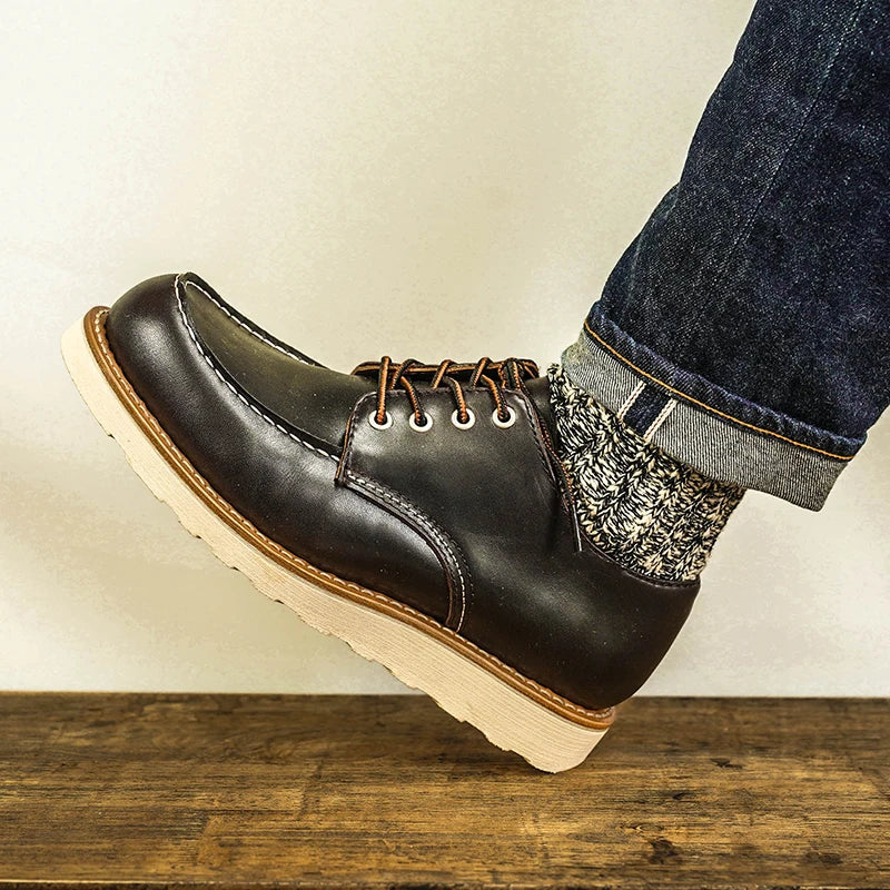 Durable Goodyear-Welted Stitchdown Rugged Style Work Boots Heritage Genuine Leather Moctoeboots Red For Men 1907 Shoes