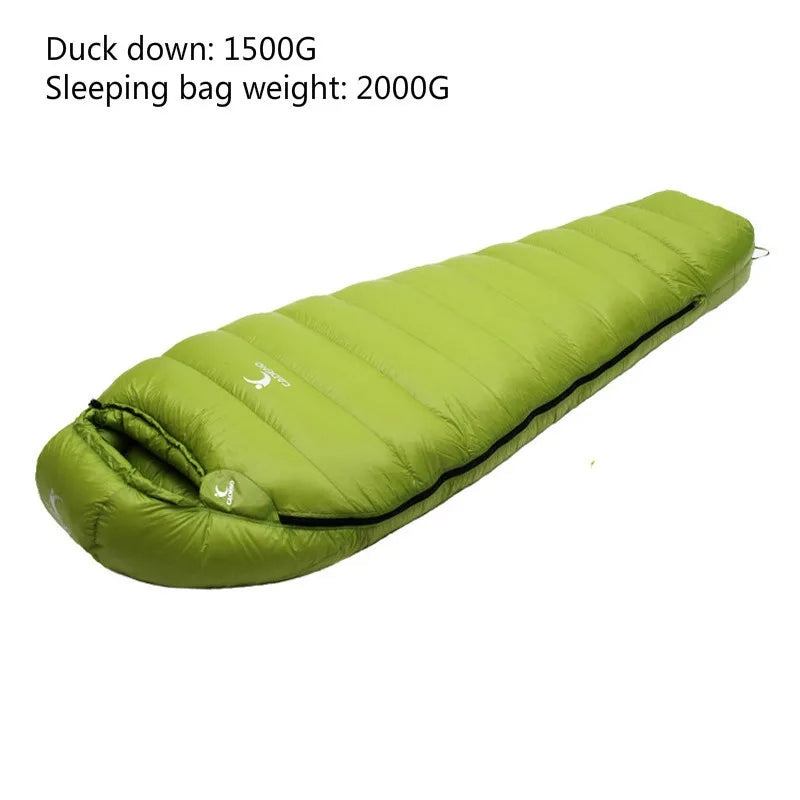 CADENO White Goose Down Filled Adult Mummy Style Sleeping Bag Fit for Winter  Autumn Thermal 10Kinds of Thickness Camping Travel