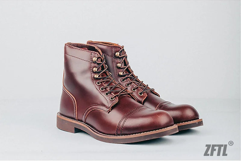 ZFTL Men's Motorcycle Boots Cowhide American Vintage Genuine Leather Desert Boots Male Lace up Boots Couple boots 2025