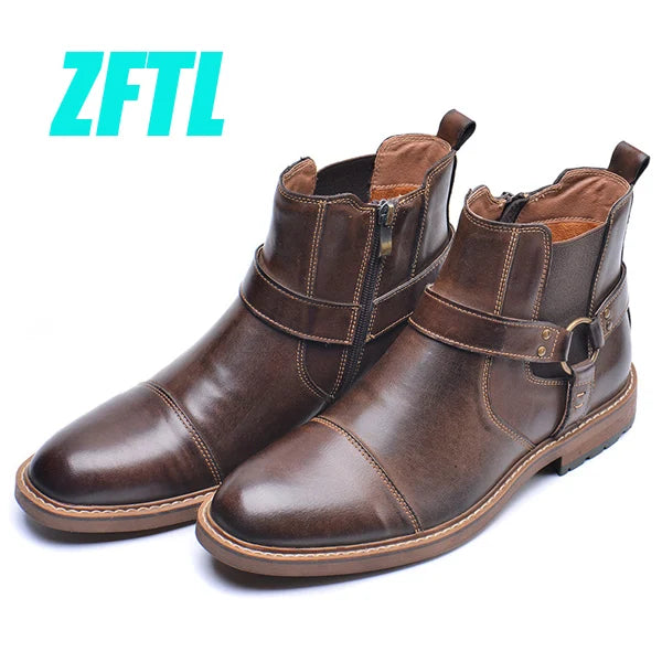 ZFTL NEW Men's Casual boots Genuine Leather Men's autumn and winter handmade High-top boots lager size men's Chelsea boots 0153