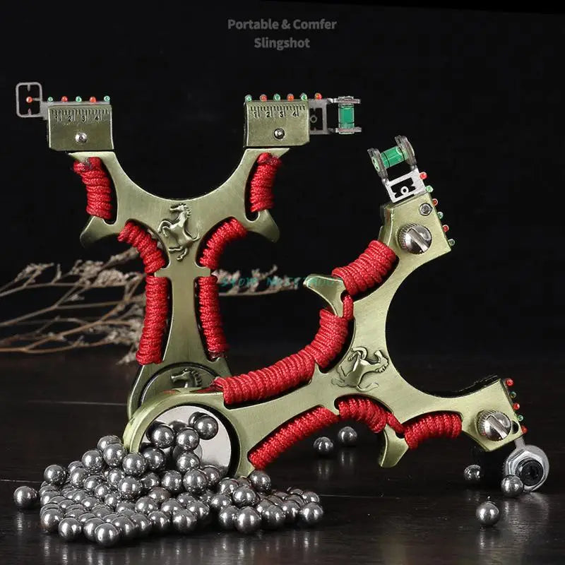 Alloy Slingshot Laser Red Line Flat Leather Hunting Slingshot Professional Shooting Aiming Catapult with Rubber Band Outdoor