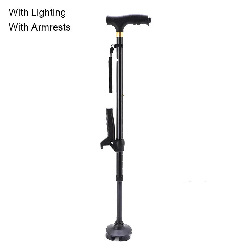 Safety Telescopic Stick Trusty Elderly Crutches Multifunctional Walking Stick Parents Cane Outdoor Camping Trekking Hiking Stick