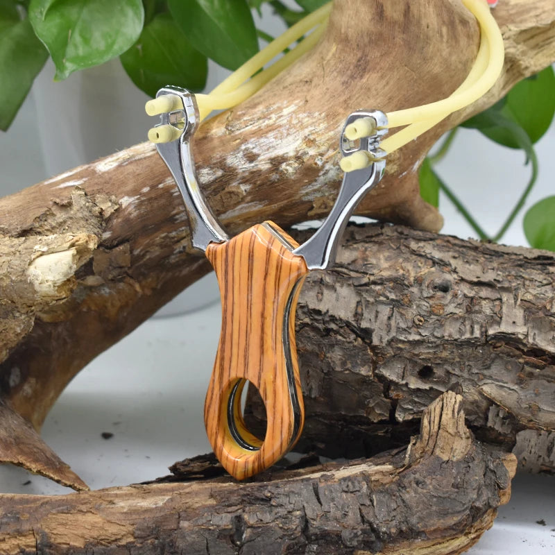 Metal Slingshot High Precision Powerful Bow Catapult with Round Rubber Band for Outdoor Hunting Shooting Game Entertainment New