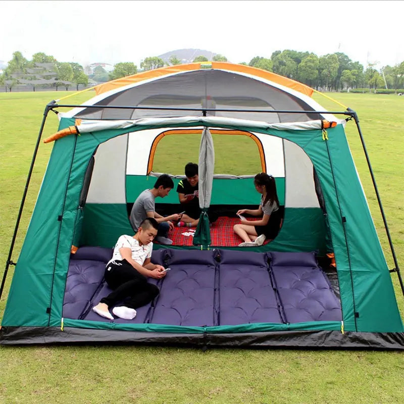 Outdoor Double Deck Two Bedrooms And Four Seasons Camping Waterproof Tent 8-12 People Picnic Large Space Camping Tent