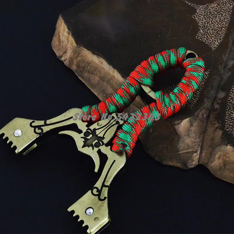 Zinc Alloy Slingshot Catapult for Hunting with Flat Rubber Band Outdoor High-precision Shooting Suitable for Beginners