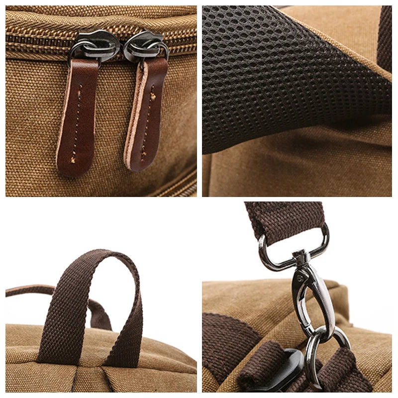 Large Men Cylinder Backpacks Canvas Luggage Shoulder Bags Duffle Hiking Camping Hunting Rucksack Travel Climbing Mountain Bags