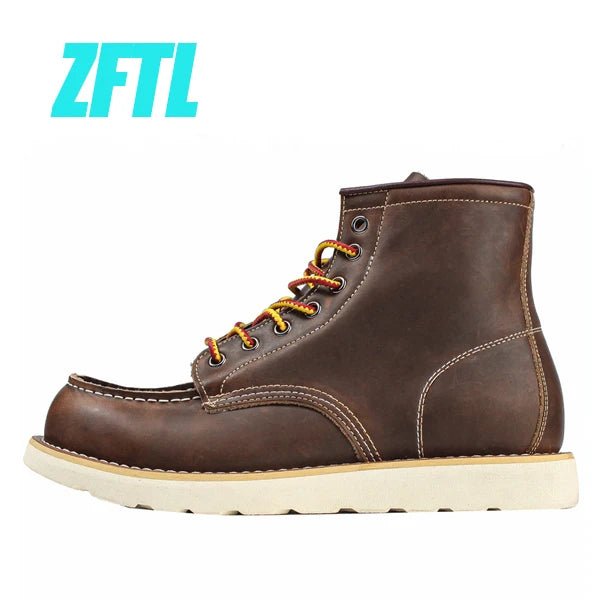 ZFTL Men's Ankle Boots American retro tooling boots Casual Crazy Horse Leather Men's Boots Vintage Man Lace up Boots 2025