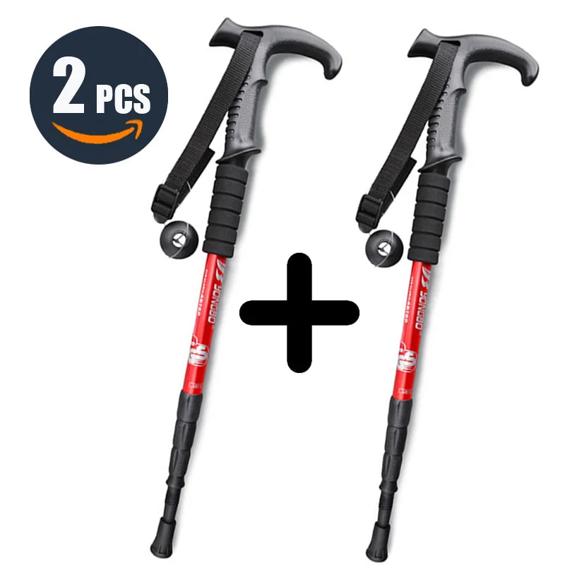 Walking Adjustable Trekking Pole Anti Shock Ultra Light Alpinism Poles Telescopic Ultralight Hiking Travel Non-slip Stick